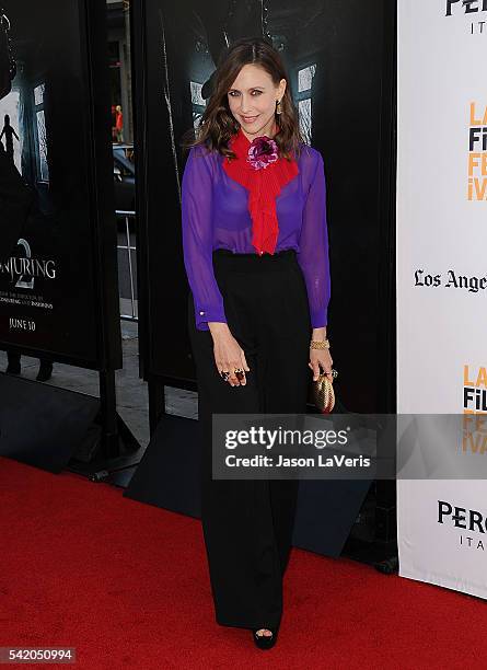 Actress Vera Farmiga attends the premiere of "The Conjuring 2" at the 2016 Los Angeles Film Festival at TCL Chinese Theatre IMAX on June 7, 2016 in...