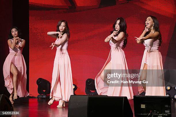 Girl group SISTAR attends the '2016 SISTAR 4th Mini-Album Comeback Showcase' In Seoul on June 21, 2016 in Seoul, South Korea.