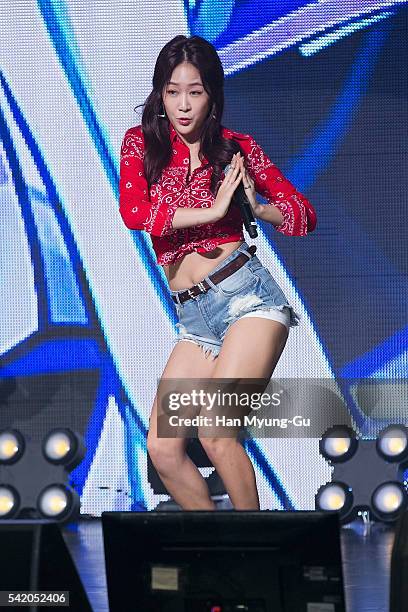 Girl group SISTAR attends the '2016 SISTAR 4th Mini-Album Comeback Showcase' In Seoul on June 21, 2016 in Seoul, South Korea.