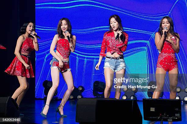 Girl group SISTAR attends the '2016 SISTAR 4th Mini-Album Comeback Showcase' In Seoul on June 21, 2016 in Seoul, South Korea.