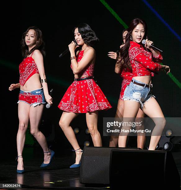 Girl group SISTAR attends the '2016 SISTAR 4th Mini-Album Comeback Showcase' In Seoul on June 21, 2016 in Seoul, South Korea.