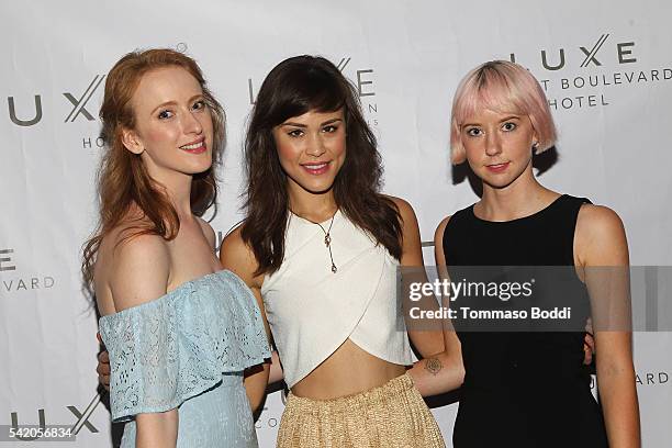 Actress Laura Long, model Kalyn Hemphill and Remy Weinstein attend Natalie Zfat's Los Angeles Summer Dinner Party on June 21, 2016 in Los Angeles,...