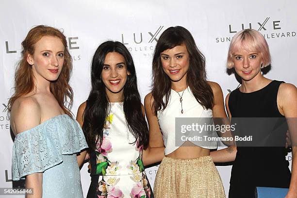 Actress Laura Long, Natalie Zfat, model Kalyn Hemphill and Remy Weinstein attend Natalie Zfat's Los Angeles Summer Dinner Party on June 21, 2016 in...