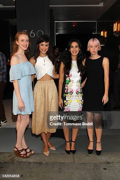 Actress Laura Long, model Kalyn Hemphill, Natalie Zfat, and Remy Weinstein attend Natalie Zfat's Los Angeles Summer Dinner Party on June 21, 2016 in...