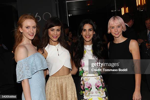 Actress Laura Long, model Kalyn Hemphill, Natalie Zfat, and Remy Weinstein attend Natalie Zfat's Los Angeles Summer Dinner Party on June 21, 2016 in...