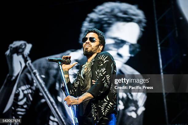 Lenny Kravitz performing live at the Lucca Summer Festival 2015. He won the Grammy Award for Best Male Rock Vocal Performance four years in a row...