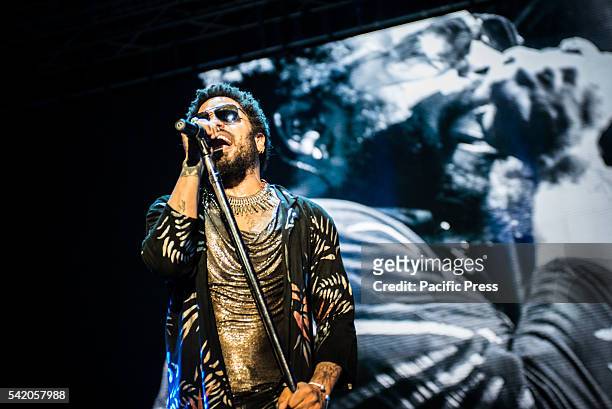 Lenny Kravitz performing live at the Lucca Summer Festival 2015. He won the Grammy Award for Best Male Rock Vocal Performance four years in a row...