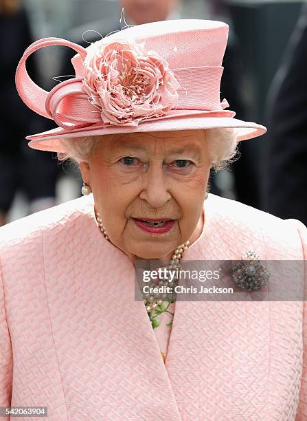 Queen Elizabeth II and Prince Philip, Duke of Edinburgh arrive at Liverpool Lime Street Station on June 22, 2016 in Liverpool, England.