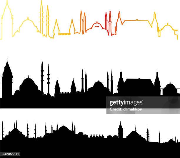 istanbul skyline - sultanahmet district stock illustrations