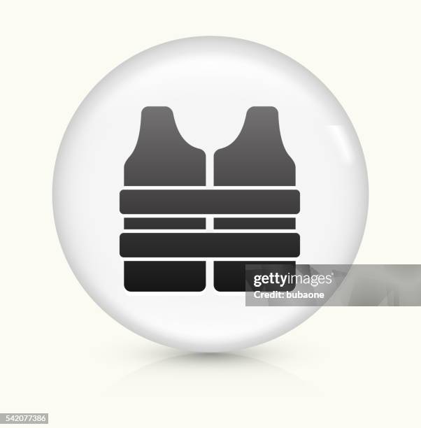 life vest icon on white round vector button - scuba diving gear stock illustrations