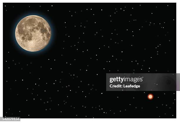 moon and mars (mars closest approach) - full moon stock illustrations