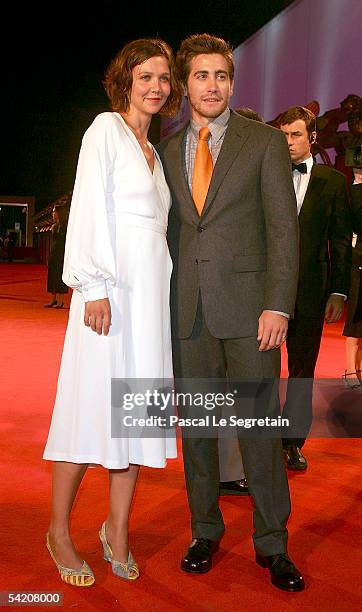 Actors Maggie and Jake Gyllenhaal attend the premiere for the in-competition film "Brokeback Mountain" at the Palazzo del Cinema on the third day of...