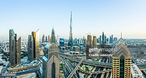 modern skyscrapers in downtown dubai, dubai, united arab emirate - burj khalifa dubai stock pictures, royalty-free photos & images