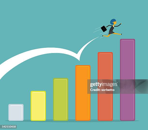 growing business - long jump stock illustrations