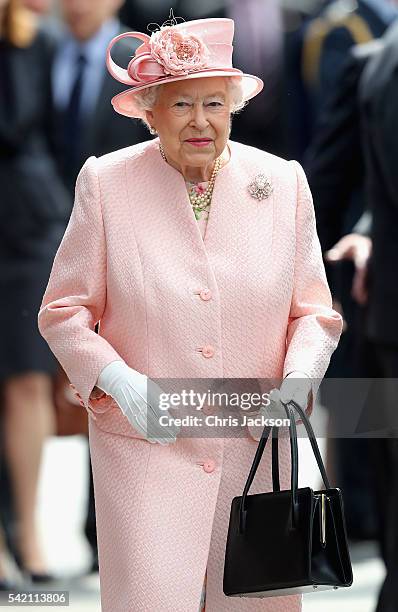 Queen Elizabeth II and Prince Philip, Duke of Edinburgh arrive at Liverpool Lime Street Station on June 22, 2016 in Liverpool, England.