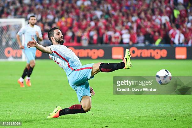 Arda Turan of Turkey during the UEFA EURO 2016 Group D match between Czech Republic and Turkey at Stade Bollaert-Delelis on June 21, 2016 in Lens,...