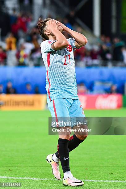Emre Mor of Turkey during the UEFA EURO 2016 Group D match between Czech Republic and Turkey at Stade Bollaert-Delelis on June 21, 2016 in Lens,...