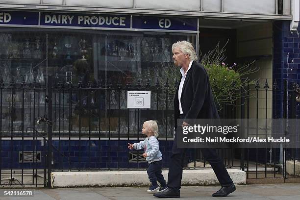 Richard Branson seen with his wife Joan and their grandchildren in Notting Hill on June 20, 2016 in London, England.