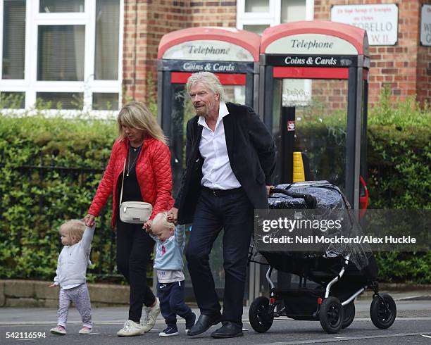 Richard Branson seen with his wife Joan and their grandchildren in Notting Hill on June 20, 2016 in London, England.