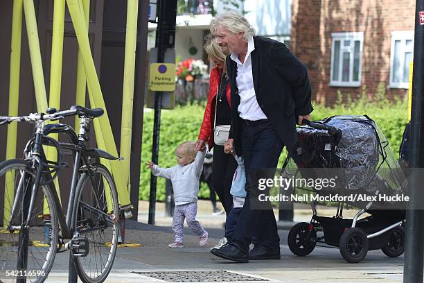 Richard Branson seen with his wife Joan and their grandchildren in Notting Hill on June 20, 2016 in London, England.