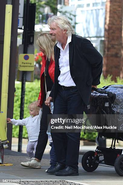 Richard Branson seen with his wife Joan and their grandchildren in Notting Hill on June 20, 2016 in London, England.