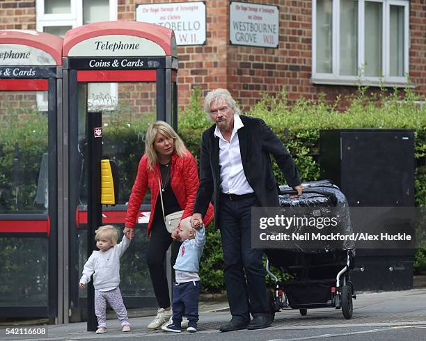 Richard Branson seen with his wife Joan and their grandchildren in Notting Hill on June 20, 2016 in London, England.