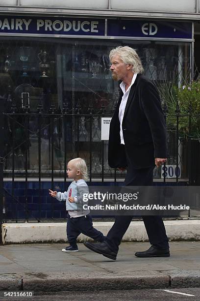 Richard Branson seen with his wife Joan and their grandchildren in Notting Hill on June 20, 2016 in London, England.