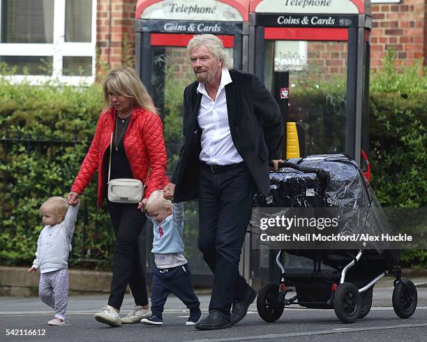 Richard Branson seen with his wife Joan and their grandchildren in Notting Hill on June 20, 2016 in London, England.