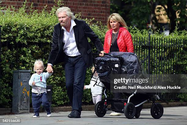 Richard Branson seen with his wife Joan and their grandchildren in Notting Hill on June 20, 2016 in London, England.