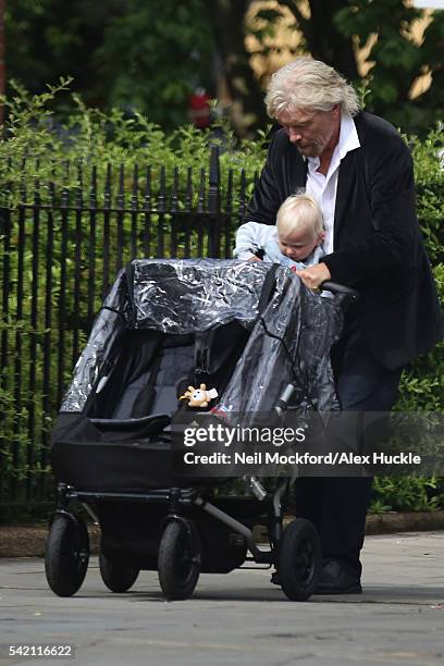 Richard Branson seen with his wife Joan and their grandchildren in Notting Hill on June 20, 2016 in London, England.