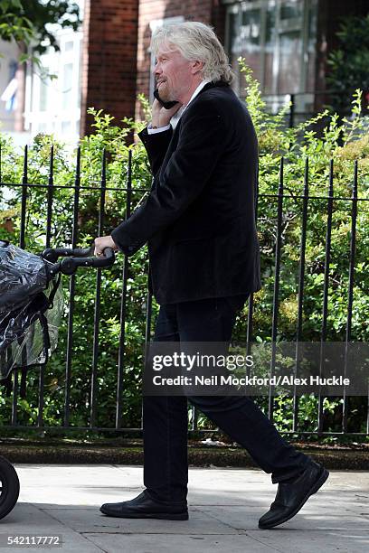 Richard Branson seen with his wife Joan and their grandchildren in Notting Hill on JUNE 20, 2016 in London, England.