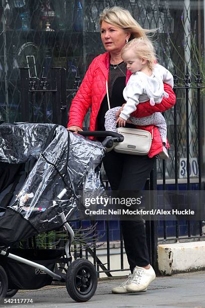 Richard Branson's wife Joan with their grandchildren in Notting Hill on JUNE 20, 2016 in London, England.