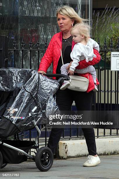 Richard Branson's wife Joan with their grandchildren in Notting Hill on JUNE 20, 2016 in London, England.