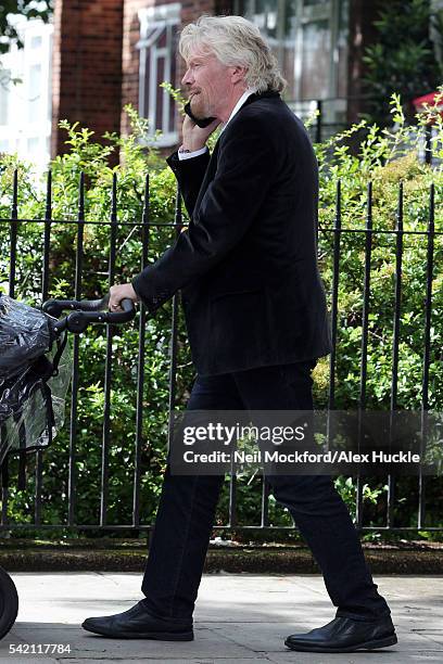 Richard Branson seen with his wife Joan and their grandchildren in Notting Hill on JUNE 20, 2016 in London, England.
