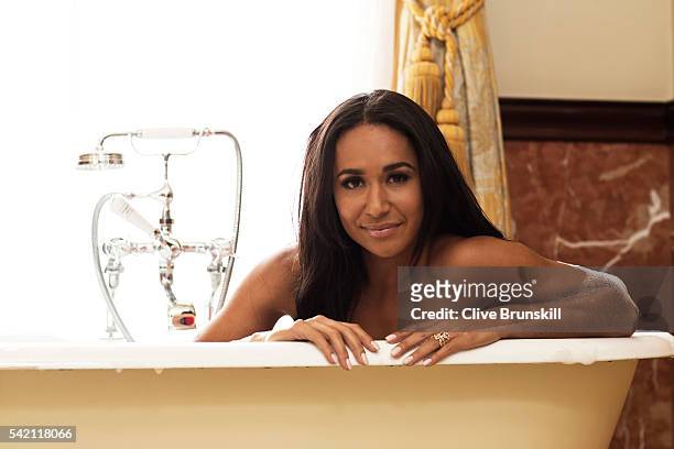 Tennis player Heather Watson is photographed at Stoke Park Country Club on April 19, 2016 in Maidenhead, England. Jewelry- Boodles.