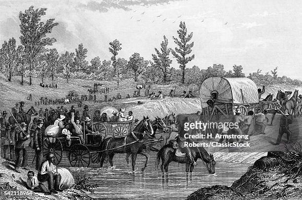 1860s 1864 FREED SLAVE FAMILIES AND CONTRABAND THE REAR GUARD OF GENERAL SHERMAN'S MARCH THROUGH GEORGIA USA
