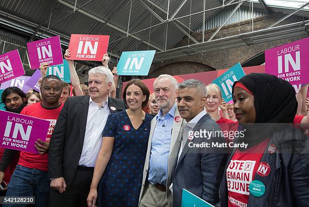 The First Minister of Wales, Carwyn Jones, Scottish Labour leader Kezia Dugdale, Labour Party leader Jeremy Corbyn and the Mayor of London Sadiq...