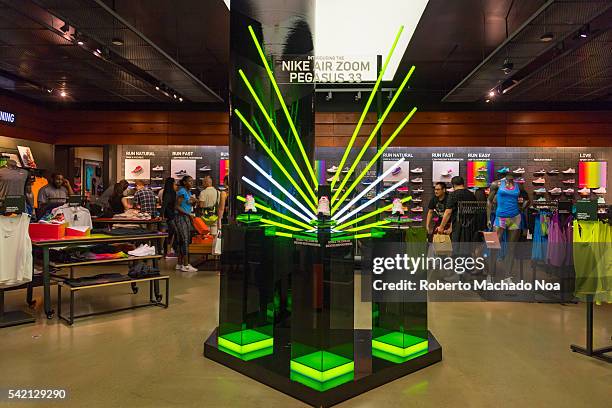 Nike Air Pegasus 33 shoe display in Nike Store in the Eaton Center.