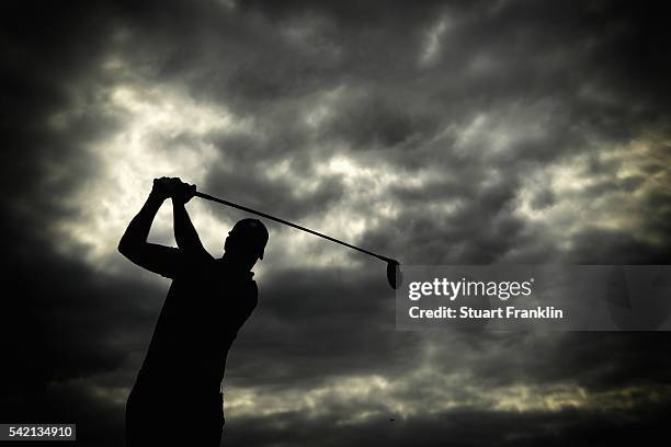 Henrik Stenson of Sweden plays a shot during the Pro - Am event prior to the start of the BMW International Open at Gut Larchenhof on June 22, 2016...