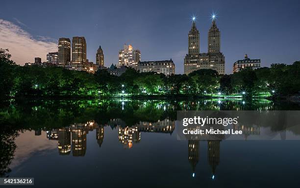 central park night - new york - central park manhattan fotografías e imágenes de stock