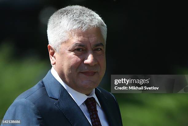 Russian Internal Affiars Minister Vladimir Kolokoltsev attends a wreath laying ceremony at the Unknown Soldier's Tomb in Moscow, Russia, June 2016....