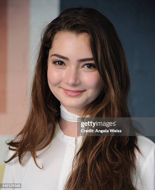 Actress Emily Robinson attends the Ann Taylor Summer Barbeque at Avalon Hotel on June 21, 2016 in Beverly Hills, California.