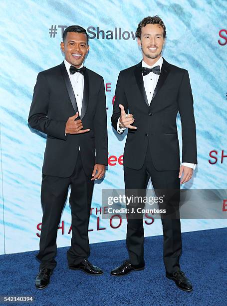 Jose Manuel 'Yuco' Trujillo Salas and Angelo Lozano Corzo attend "The Shallows" World Premiere at the AMC Loews Lincoln Square 13 theater on June 21,...