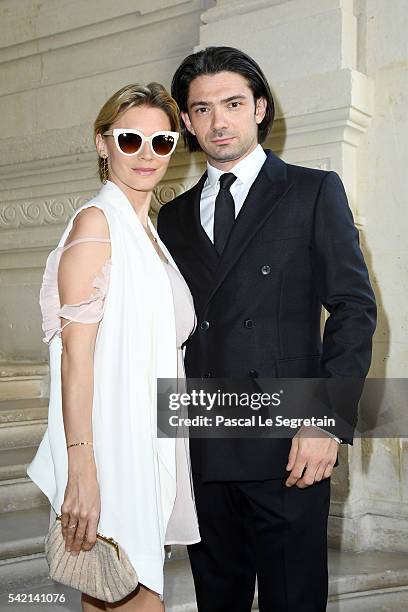 Gautier Capucon and his wife Delphine Capucon attend the Valentino Menswear Spring/Summer 2017 show as part of Paris Fashion Week on June 22, 2016 in...