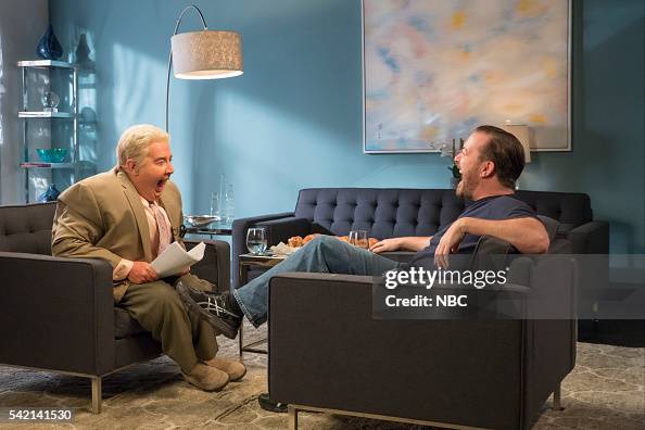 Martin Short as Jiminy Glick, Ricky Gervais during the "Jiminy Glick
