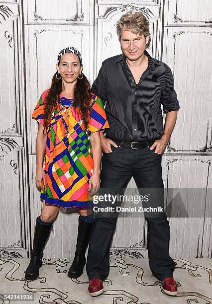 Moon Zappa and Thorsten Schutte attend AOL Build to discuss the film 'Eat That Question: Frank Zappa In His Own Words' at AOL Studios on June 22,...