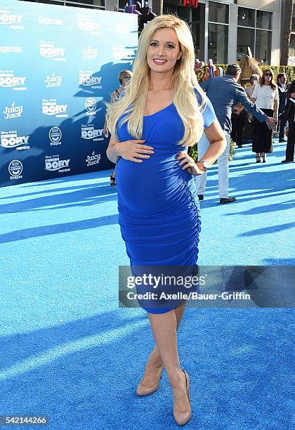 Personality Holly Madison arrives at the World Premiere of Disney-Pixar's 'Finding Dory' at the El Capitan Theatre on June 8, 2016 in Hollywood,...