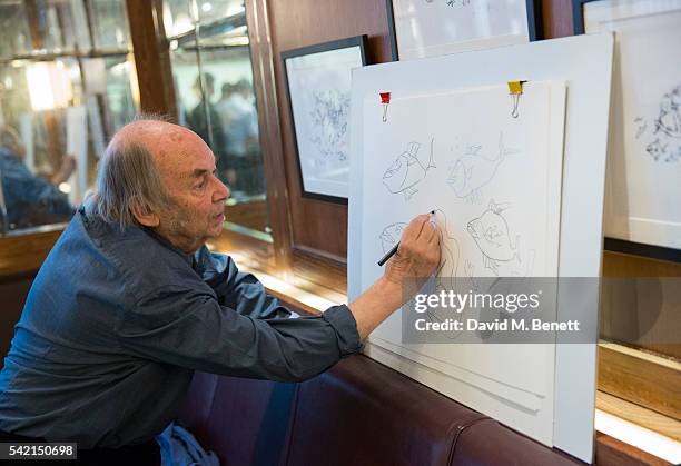 Quentin Blake at the unveiling of Quentin Blake's 'Life Under the Atlantic' series to launch the J Sheekey Atlantic Bar and new terrace at J Sheekey...