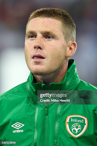 James McCarthy of Republic of Ireland is seen prior to the UEFA EURO 2016 Group E match between Italy and Republic of Ireland at Stade Pierre-Mauroy...