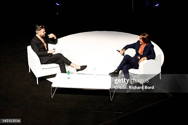 Iggy Pop speaks to Nils Leonard, Chairman and Chief Creative Officer of Grey London, during the 'Do Not Go Gentle' seminar hosted by Grey during The...